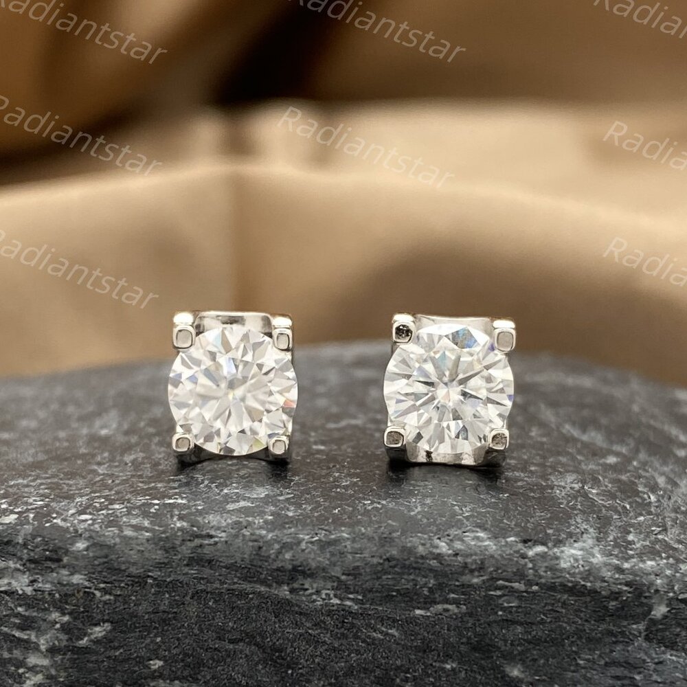 NEW Certified 2ct. t.w. Moissanite 4 Prone Stud Earrings